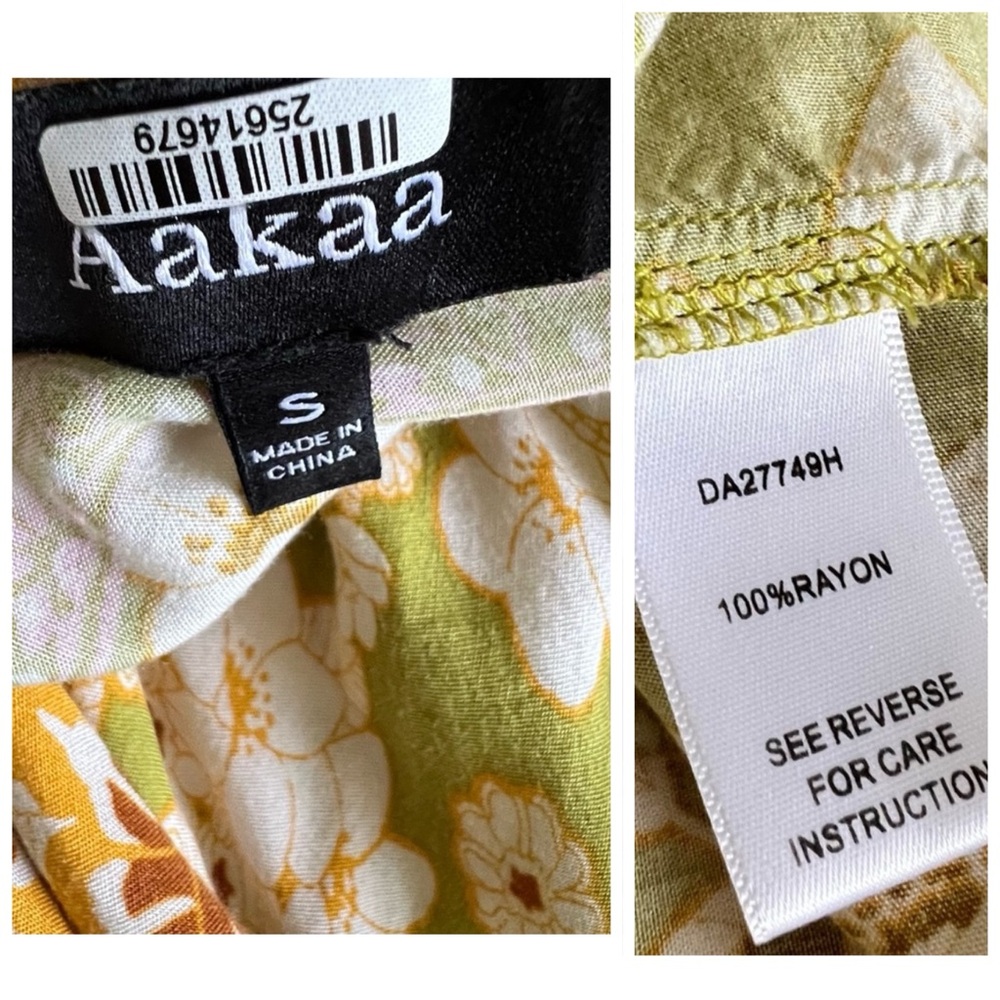 Aakaa Bohemian Floral Yellow Mixed Print Long Flowy Maxi Dress Size Small - Picture 11 of 15